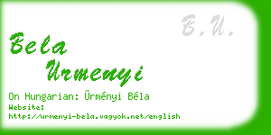 bela urmenyi business card